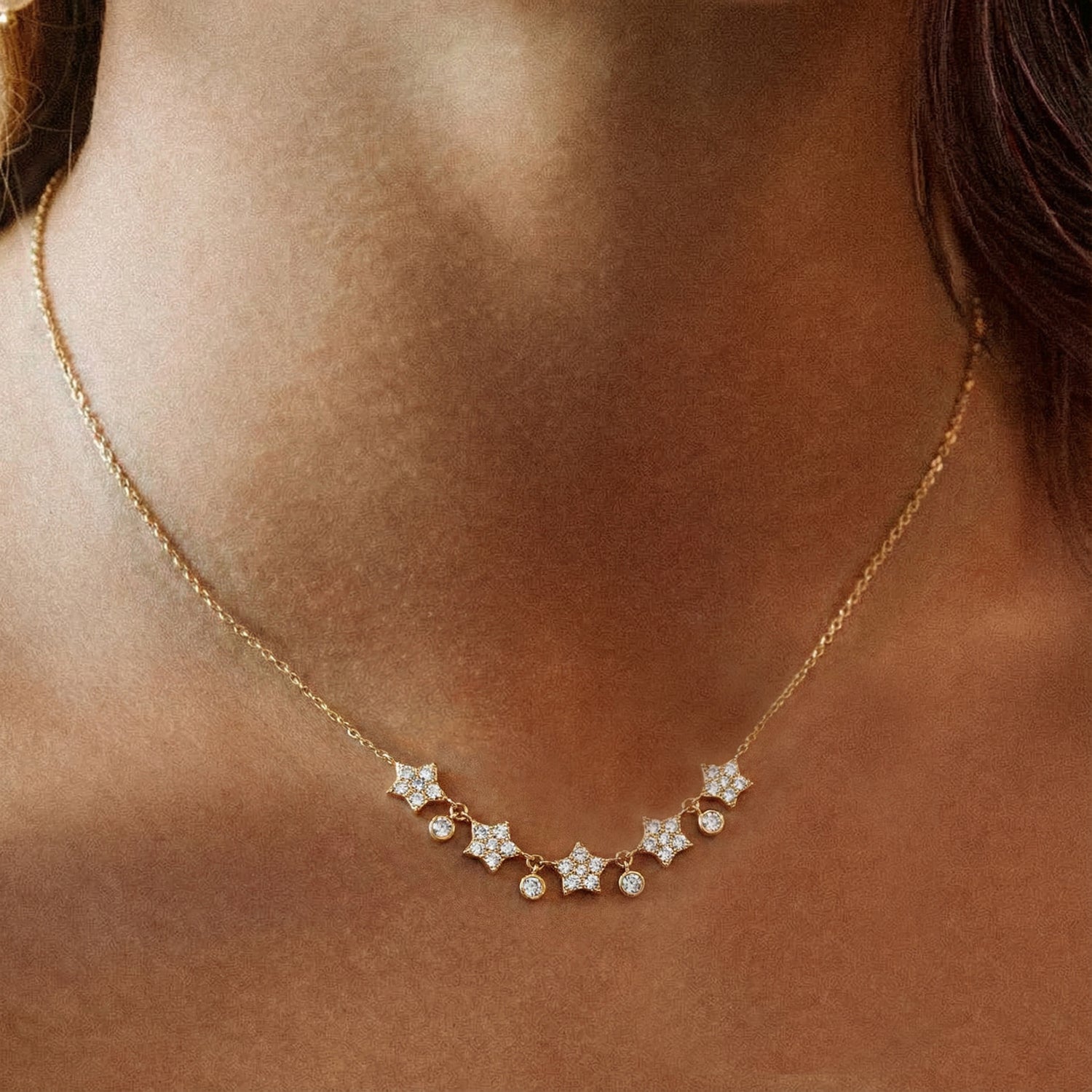 Galaxy Constellation Moissanite Necklace - Gold