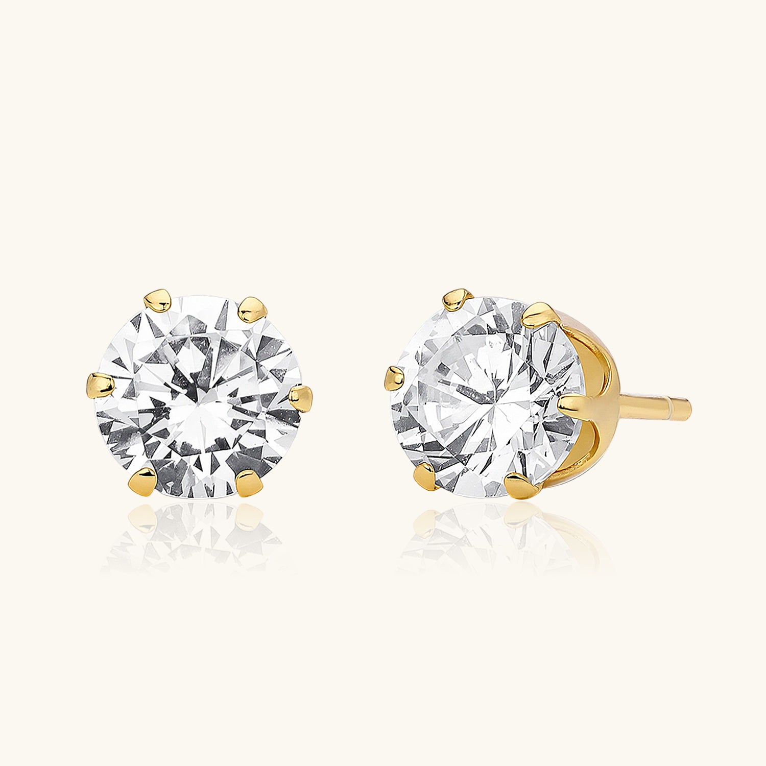 Galaxy Diamond Solitaire Stud Earrings - Gold