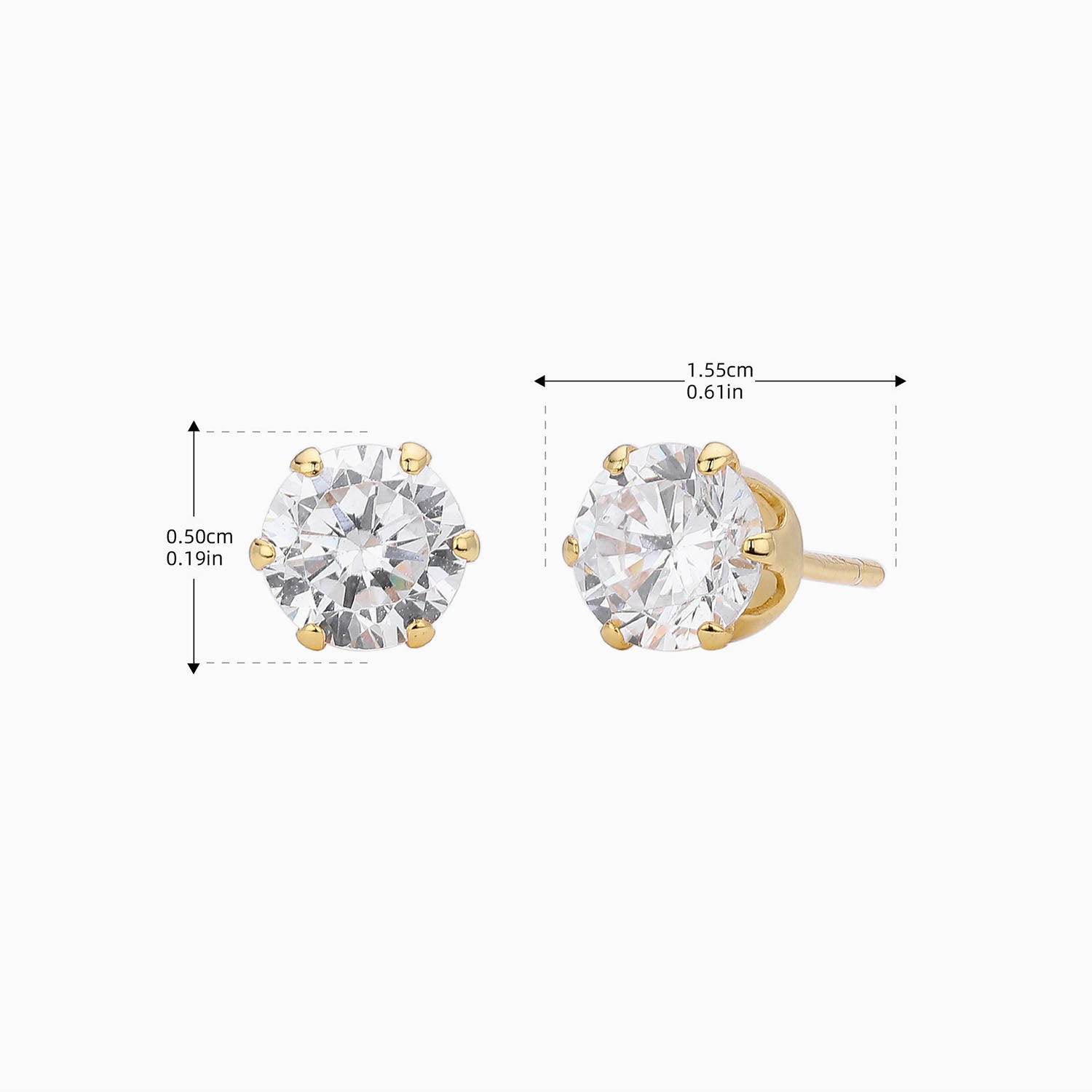 Galaxy Diamond Solitaire Stud Earrings - Gold