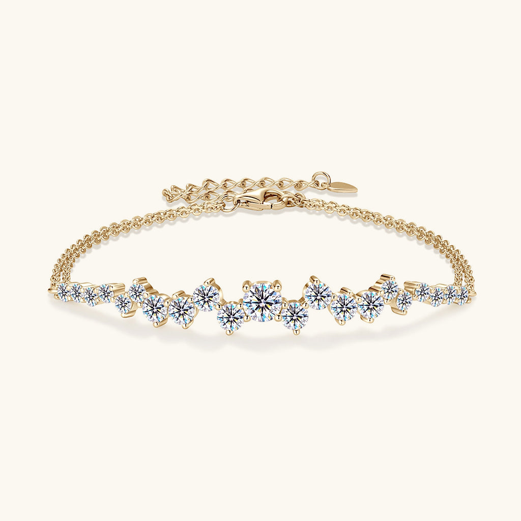 Galaxy Moissanite Double Chain Bracelet - Gold