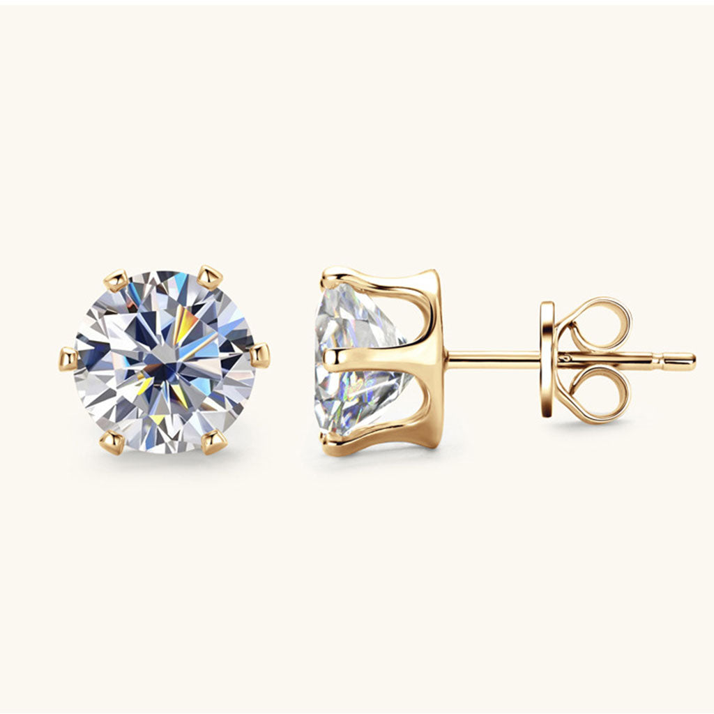 Galaxy Moissanite Solitaire Stud Earrings - Gold