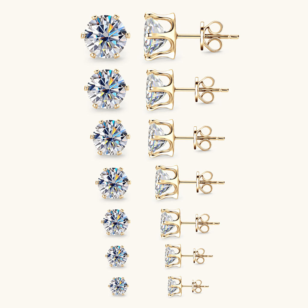 Galaxy Moissanite Solitaire Stud Earrings - Gold