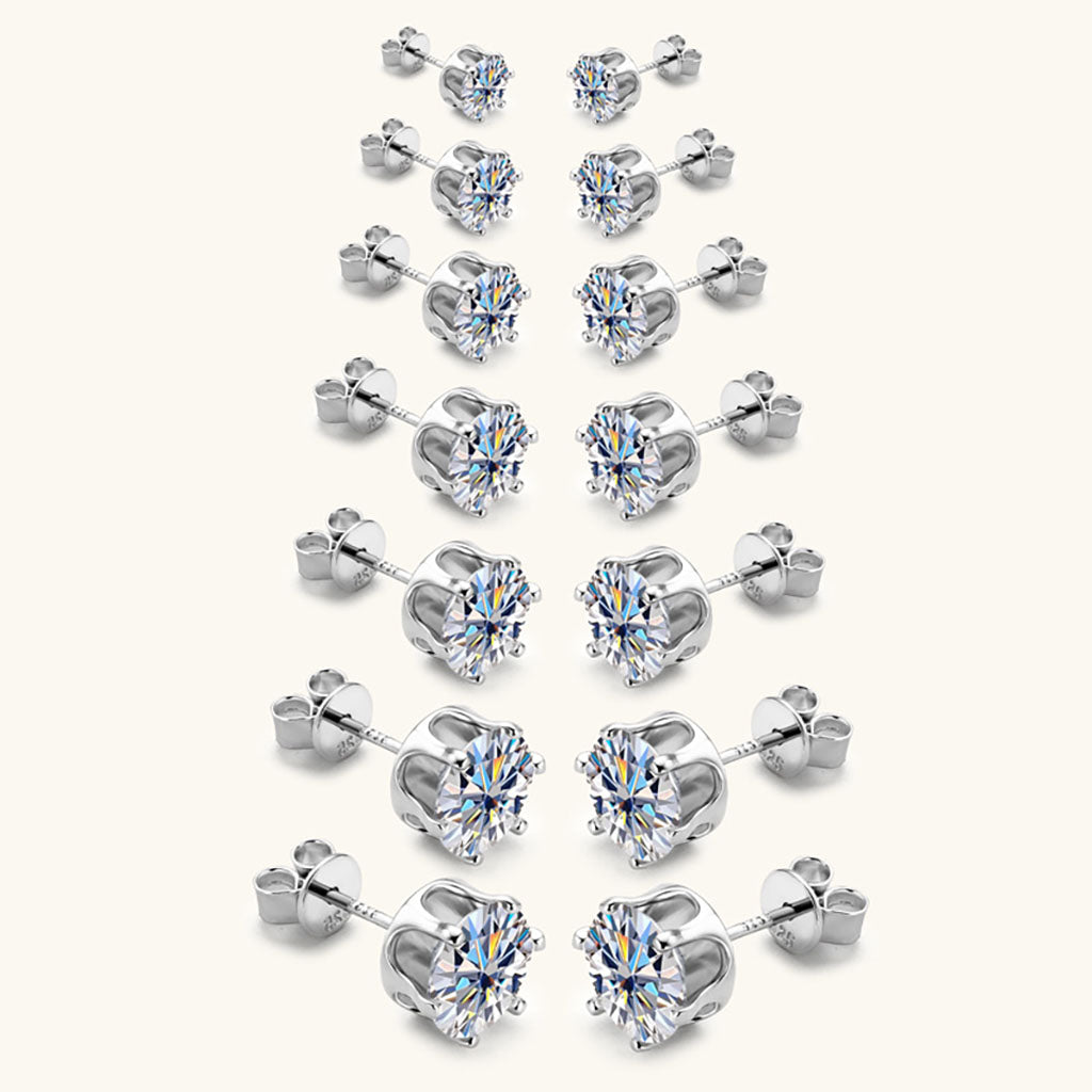 Galaxy Moissanite Solitaire Stud Earrings - Silver