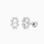 Geometric Baguette Diamond Stud Earrings - Silver