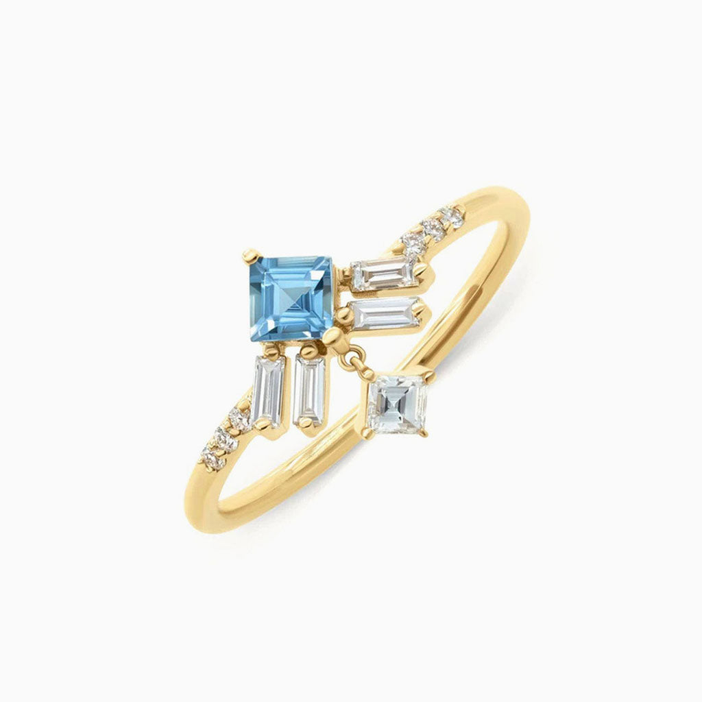 Geometric Diamond Statement Ring - Gold