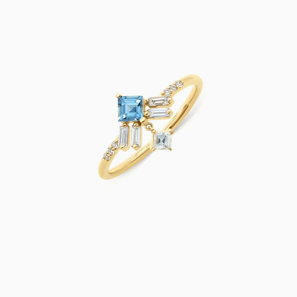 Geometric Diamond Statement Ring - Gold