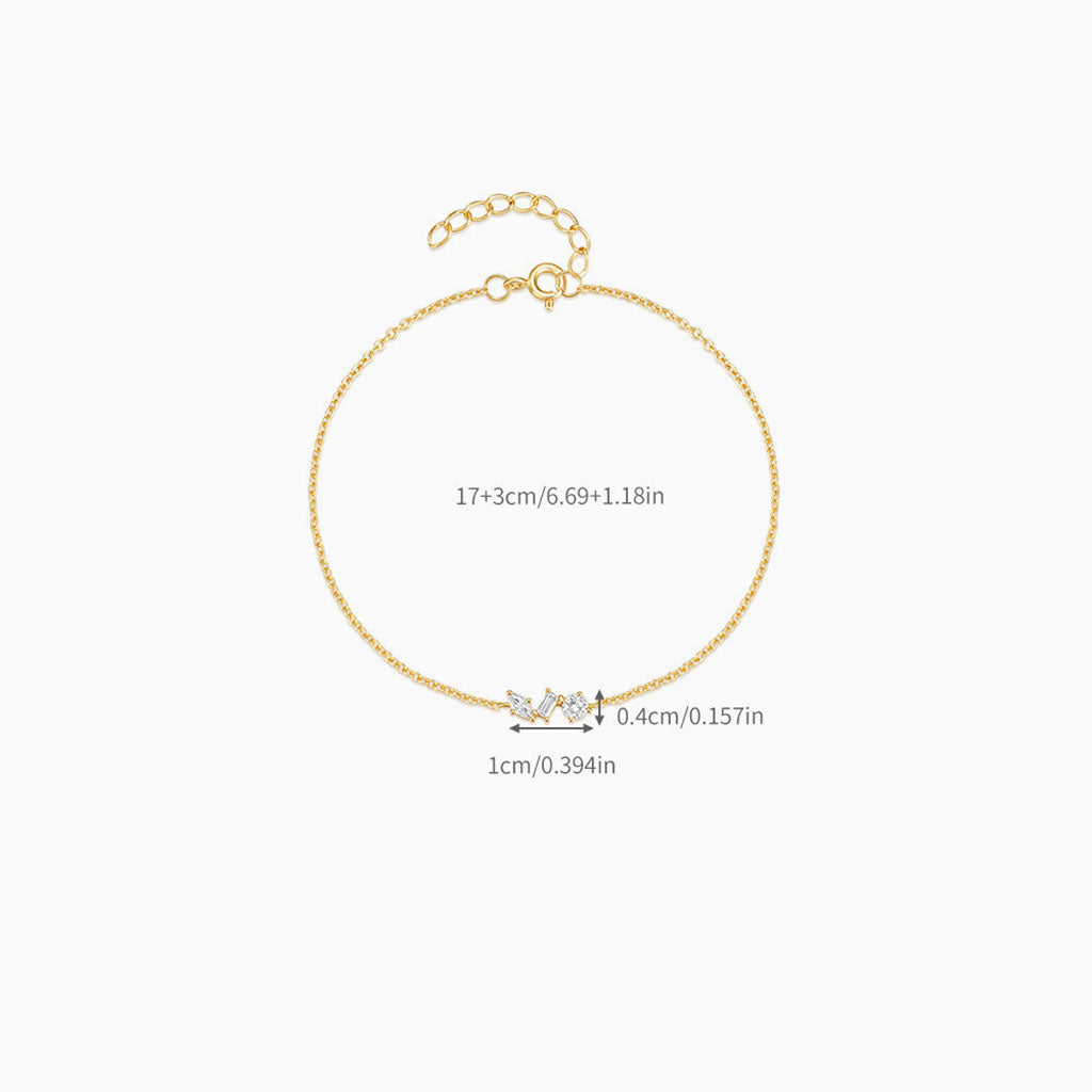 Geometric Trio Diamond Bracelet - Gold