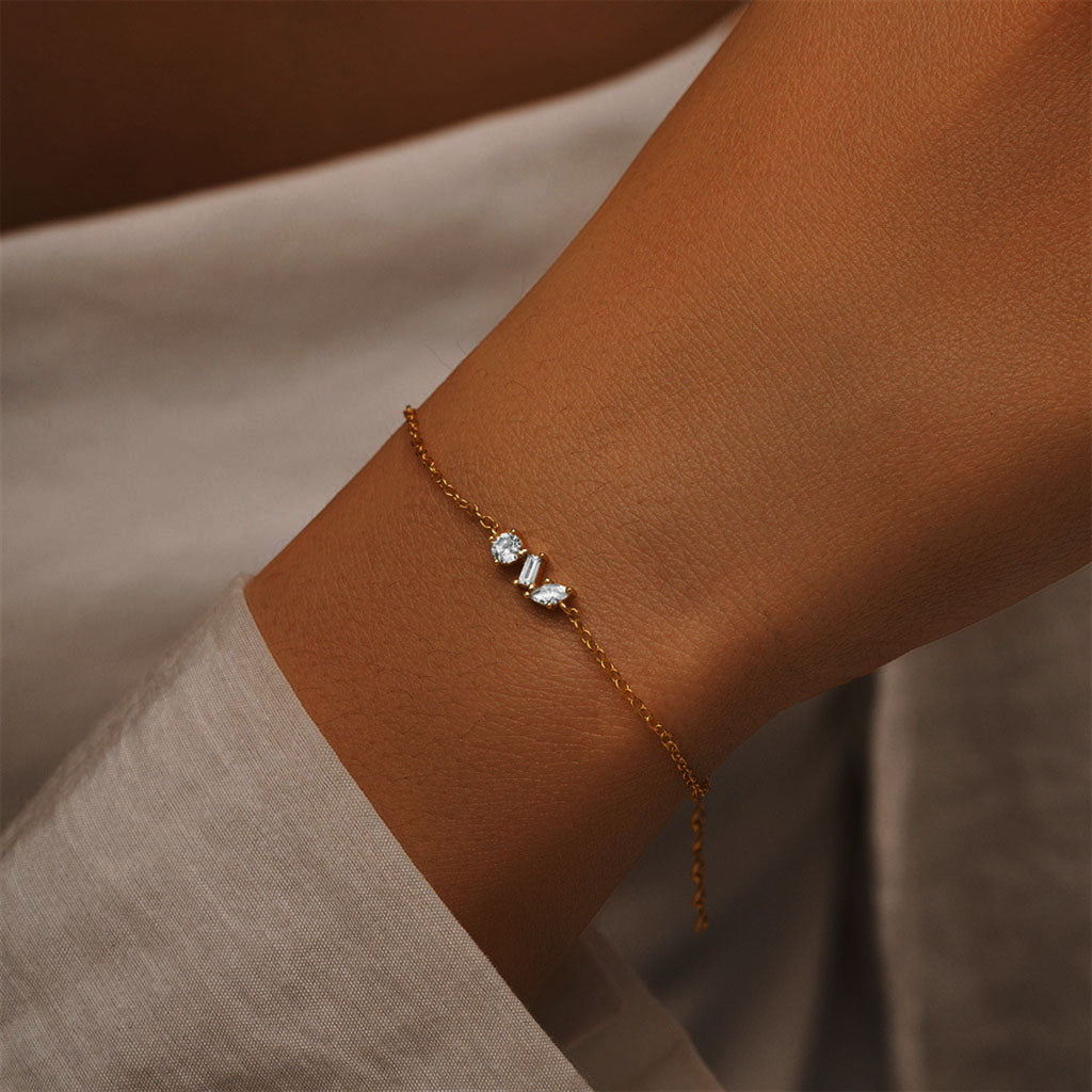 Geometric Trio Diamond Bracelet - Gold