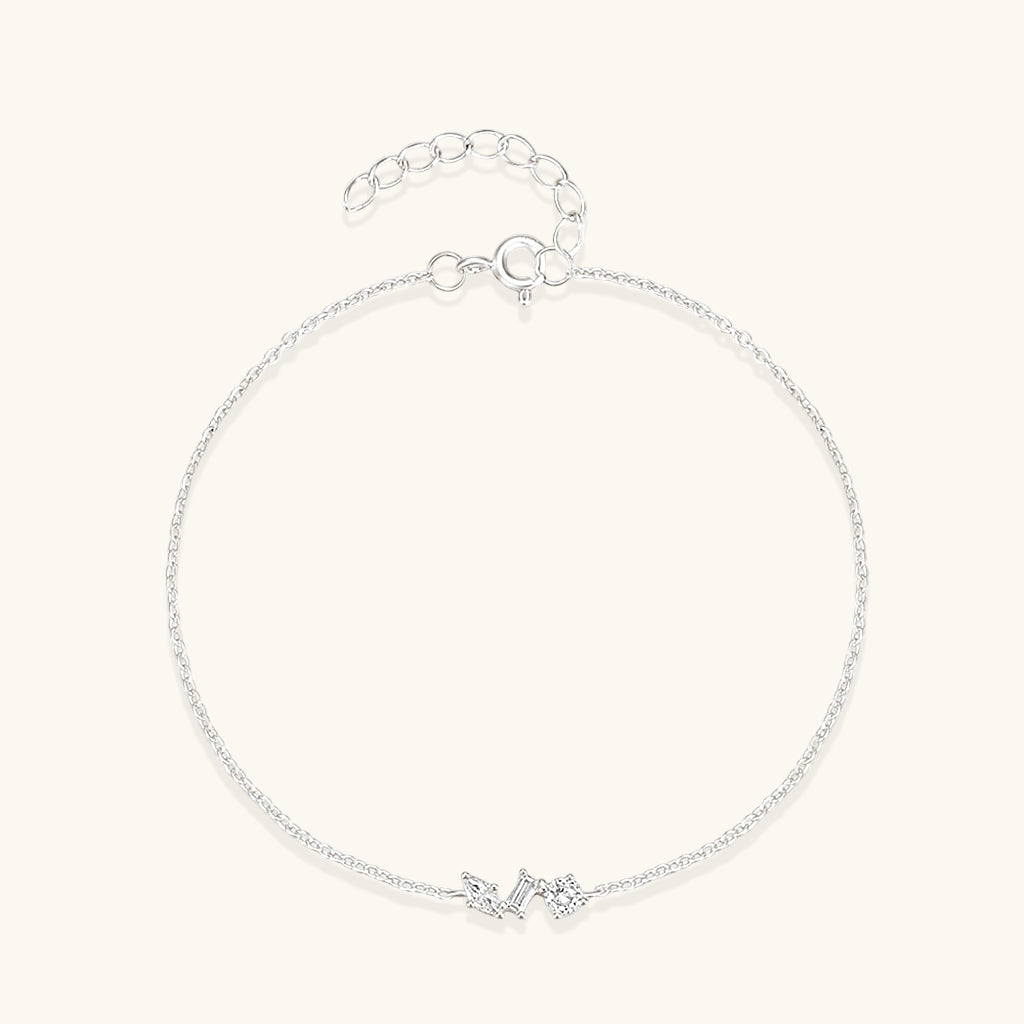 Geometric Trio Diamond Bracelet - Silver
