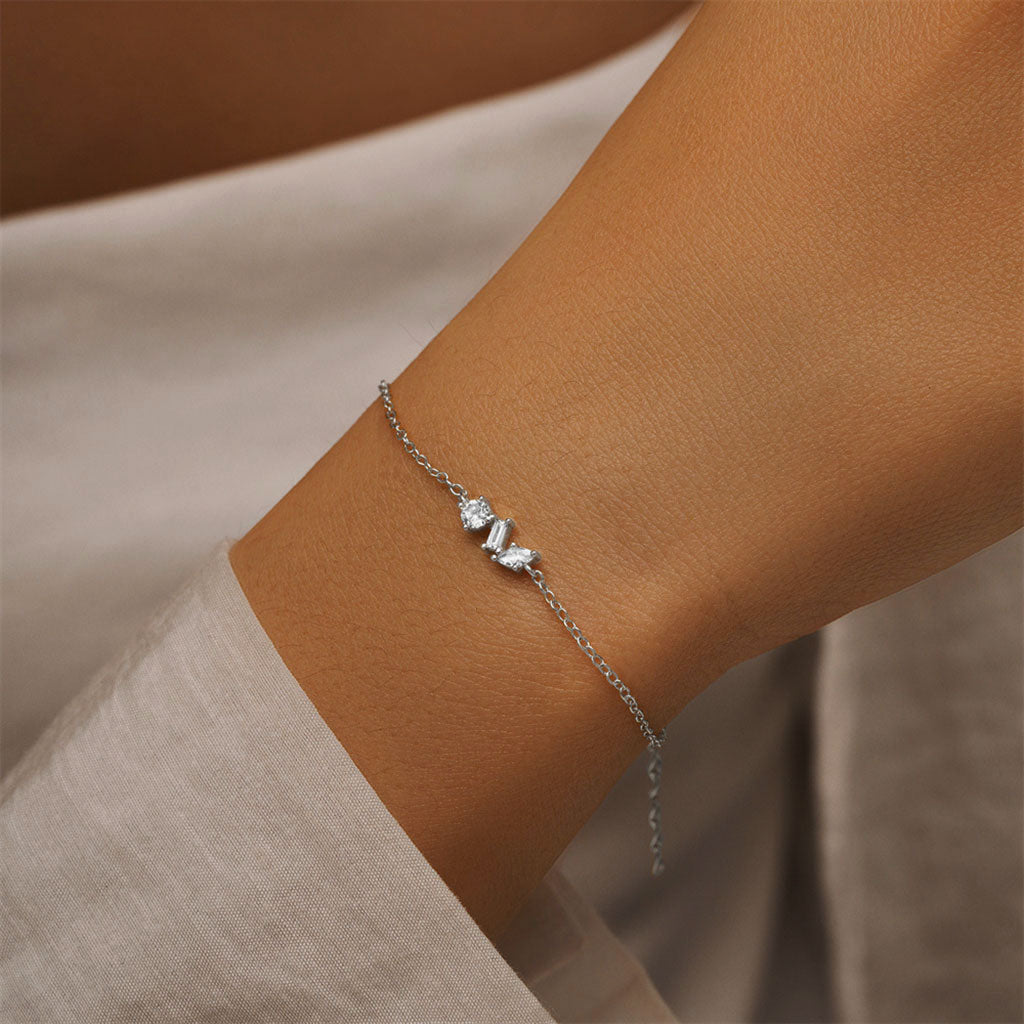 Geometric Trio Diamond Bracelet - Silver