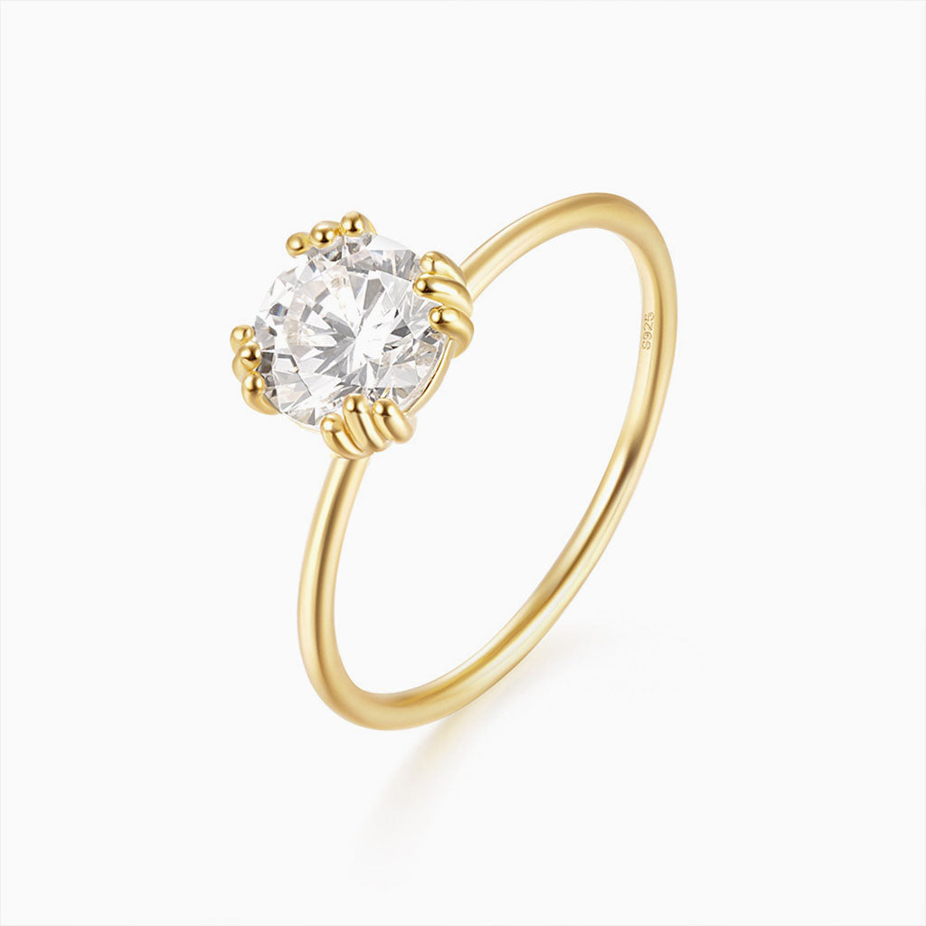 Glimmer Round Diamond Solitaire Ring - Gold