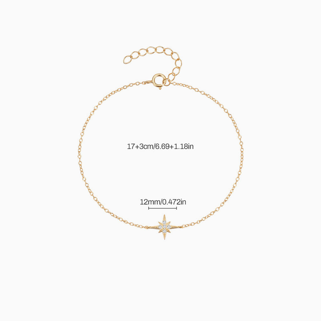Glitter Diamond North Star Bracelet - Gold