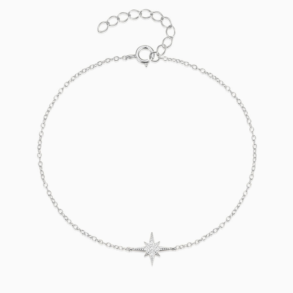 Glitter Diamond North Star Bracelet - Silver