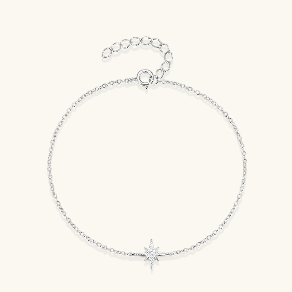 Glitter Diamond North Star Bracelet - Silver