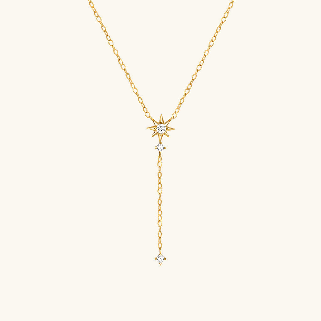 Glitter North Star Lariat Necklace - Gold
