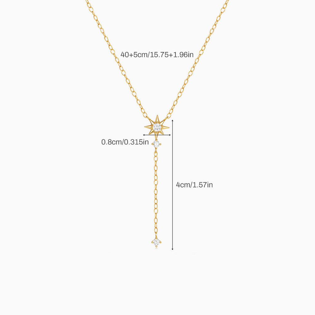 Glitter North Star Lariat Necklace - Gold