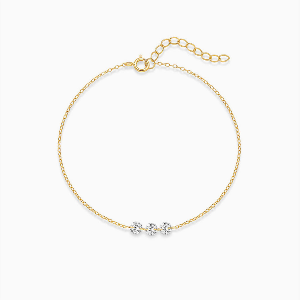 Glitter Trio Diamond Anklet - Gold