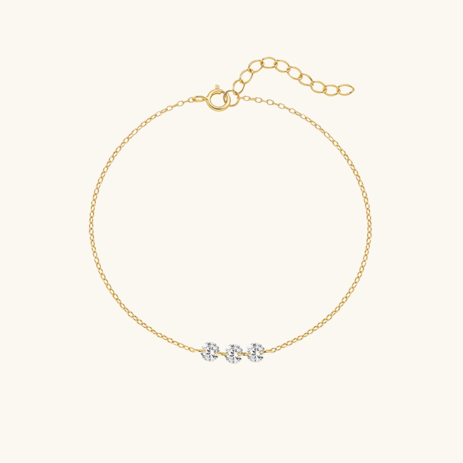 Glitter Trio Diamond Anklet - Gold