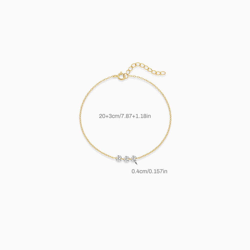 Glitter Trio Diamond Anklet - Gold