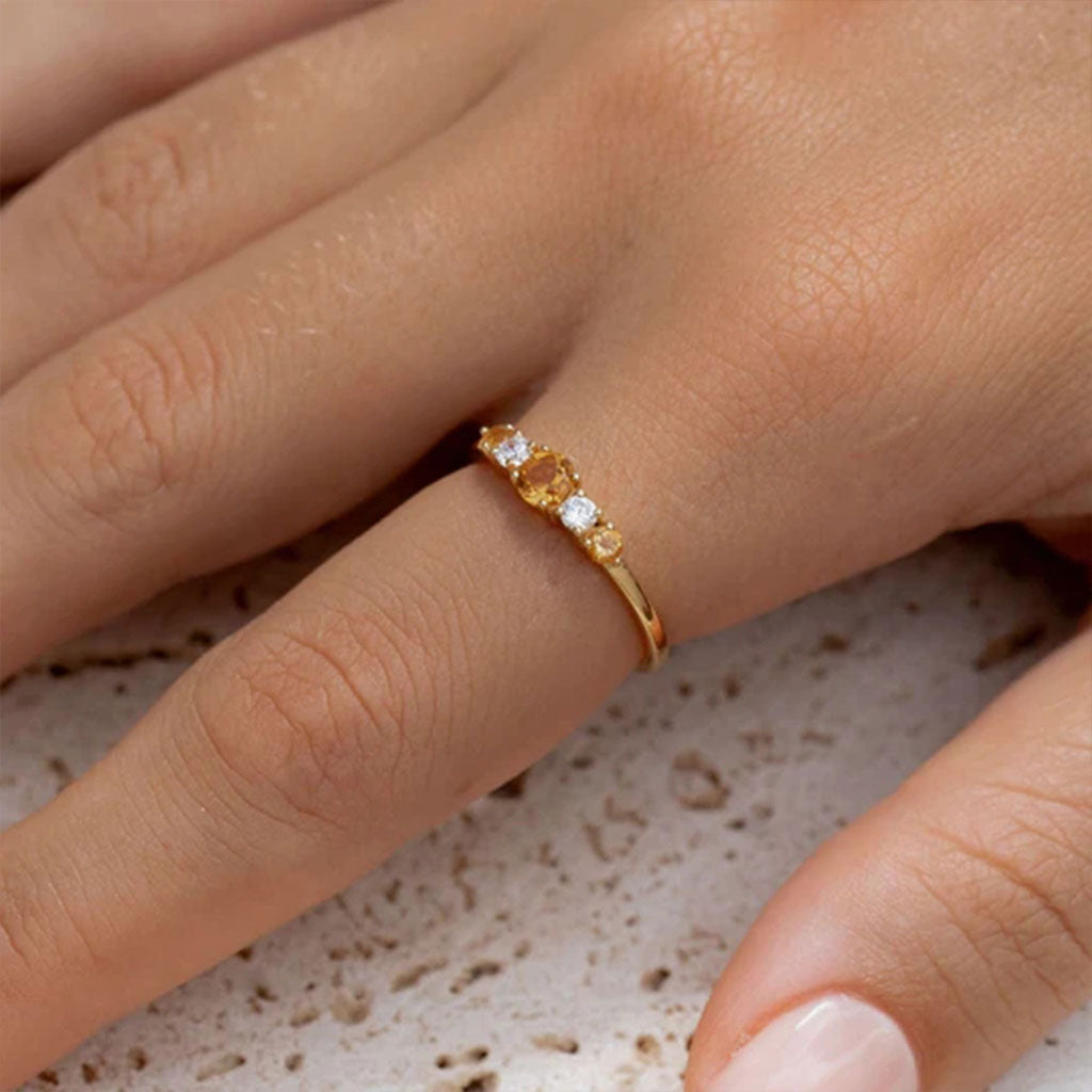 Gorgeous Five Stone Open Ring - Gold