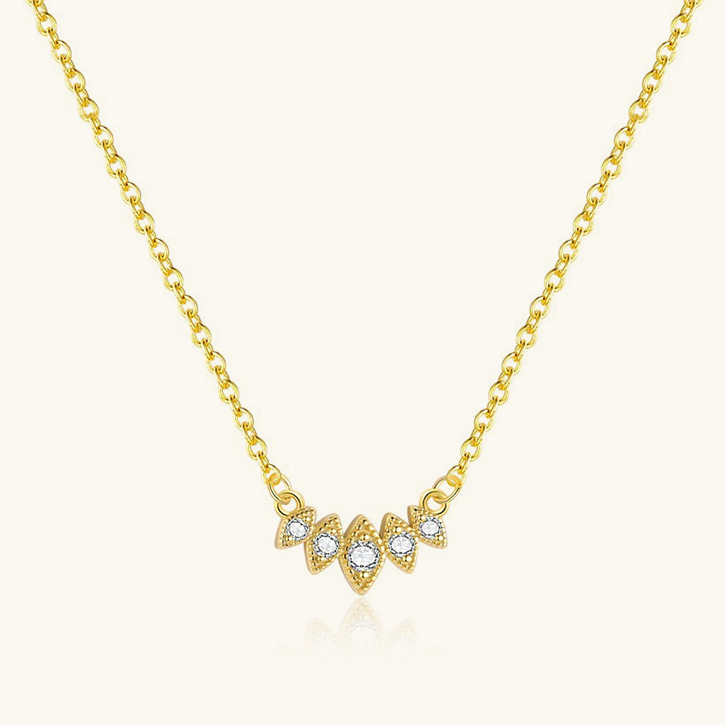 Graduated Five Stone Evil Eye Necklace - Gold