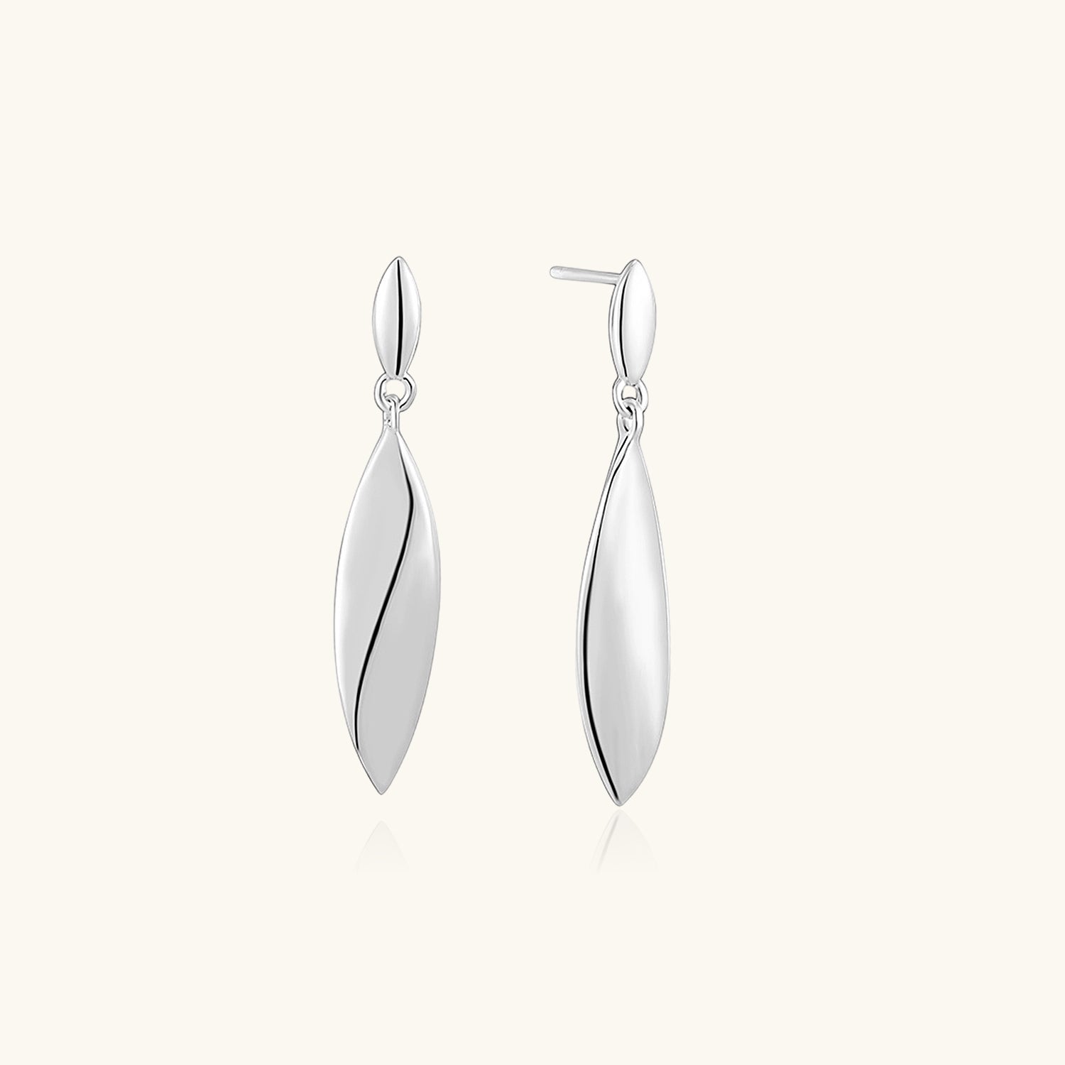 Graduated Leaf Drop Earrings - Silver