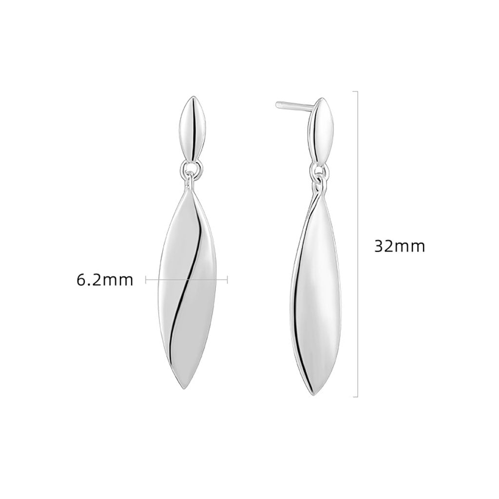 Graduated Leaf Drop Earrings - Silver