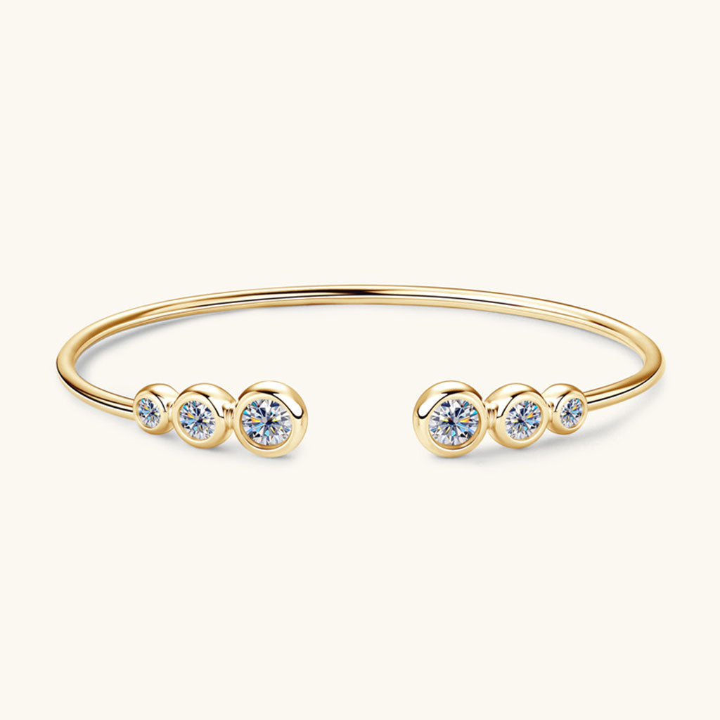 Graduated Moissanite Cuff Bracelet - Gold
