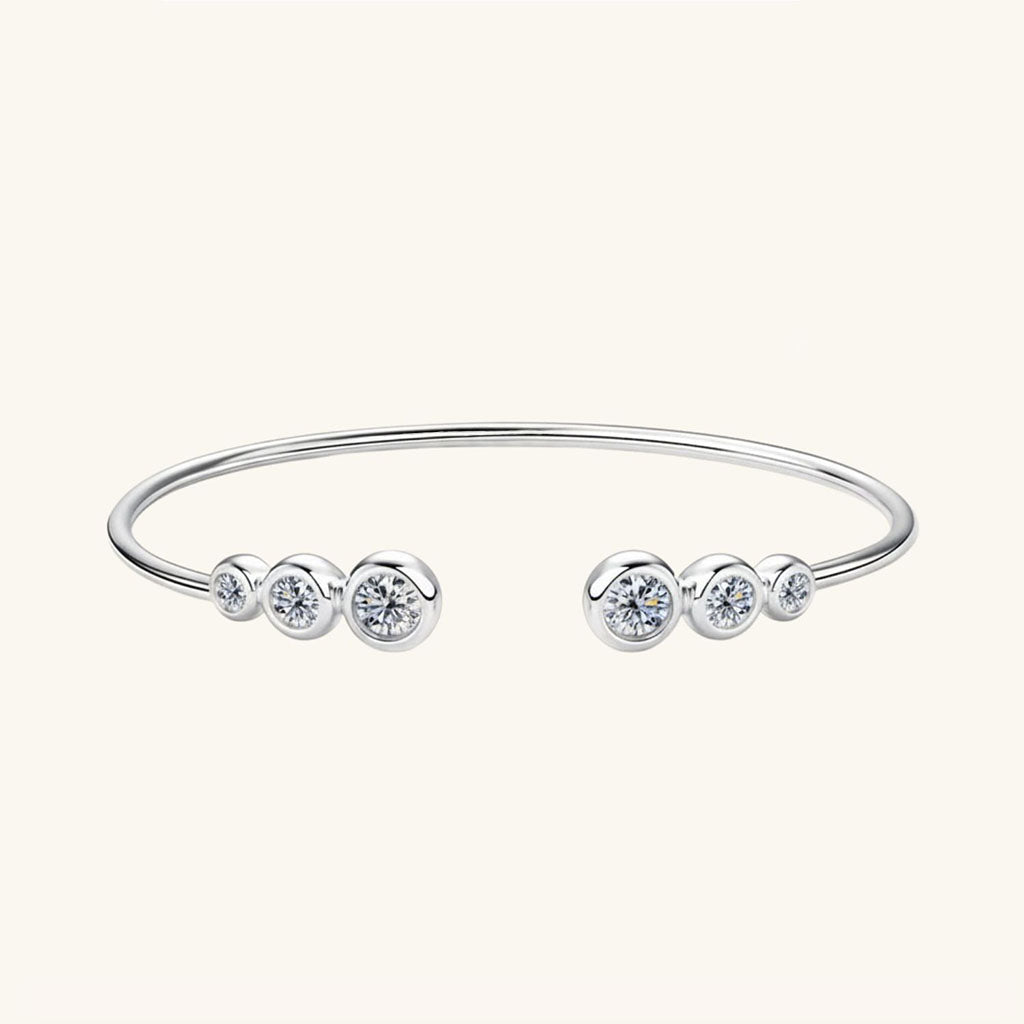 Graduated Moissanite Cuff Bracelet - Silver