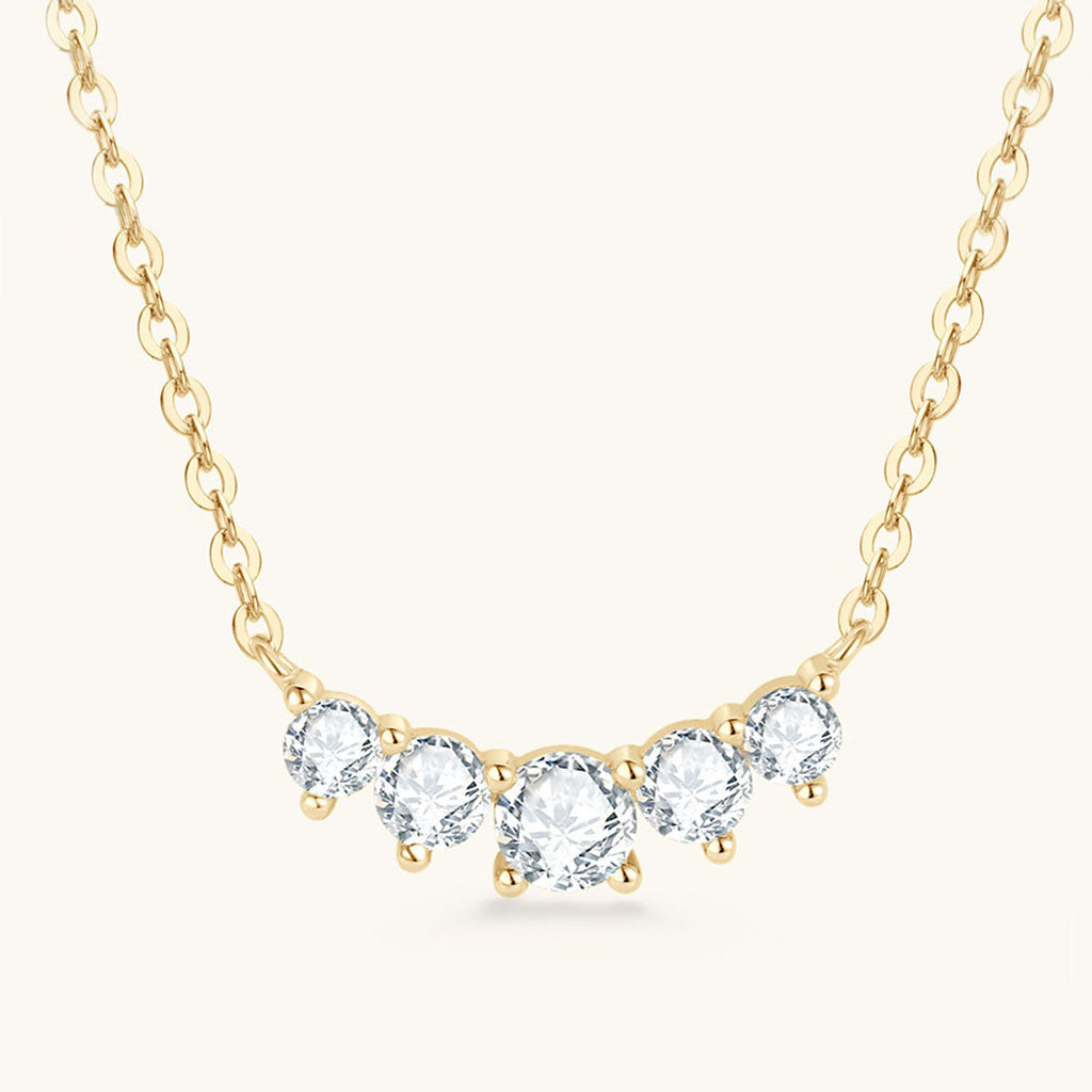Graduated Moissanite Smile Necklace - Gold