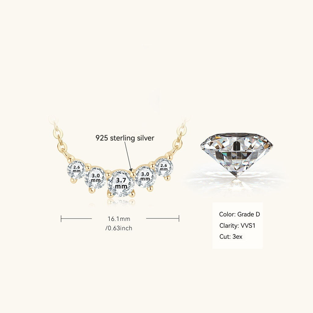 Graduated Moissanite Smile Necklace - Gold