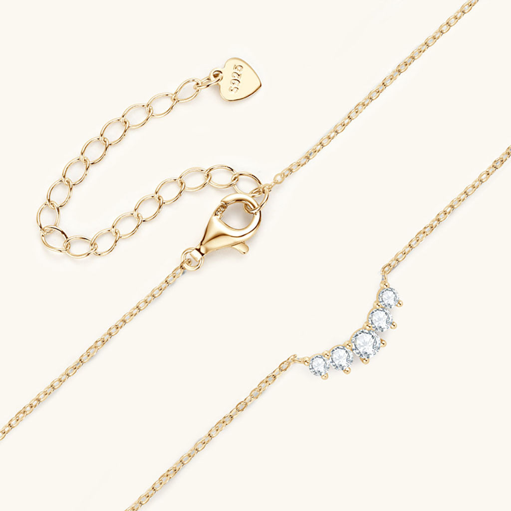 Graduated Moissanite Smile Necklace - Gold