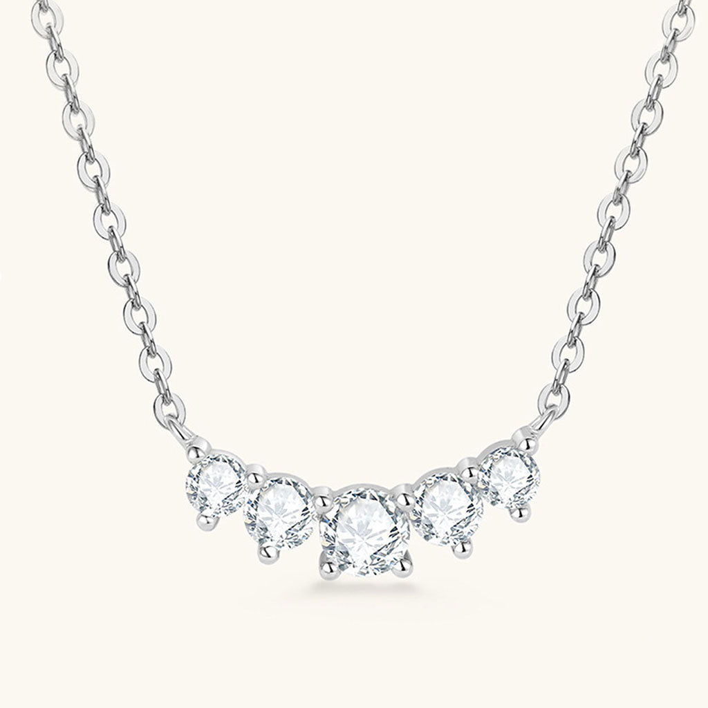 Graduated Moissanite Smile Necklace - Silver