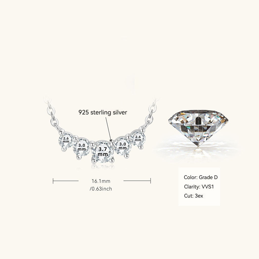 Graduated Moissanite Smile Necklace - Silver