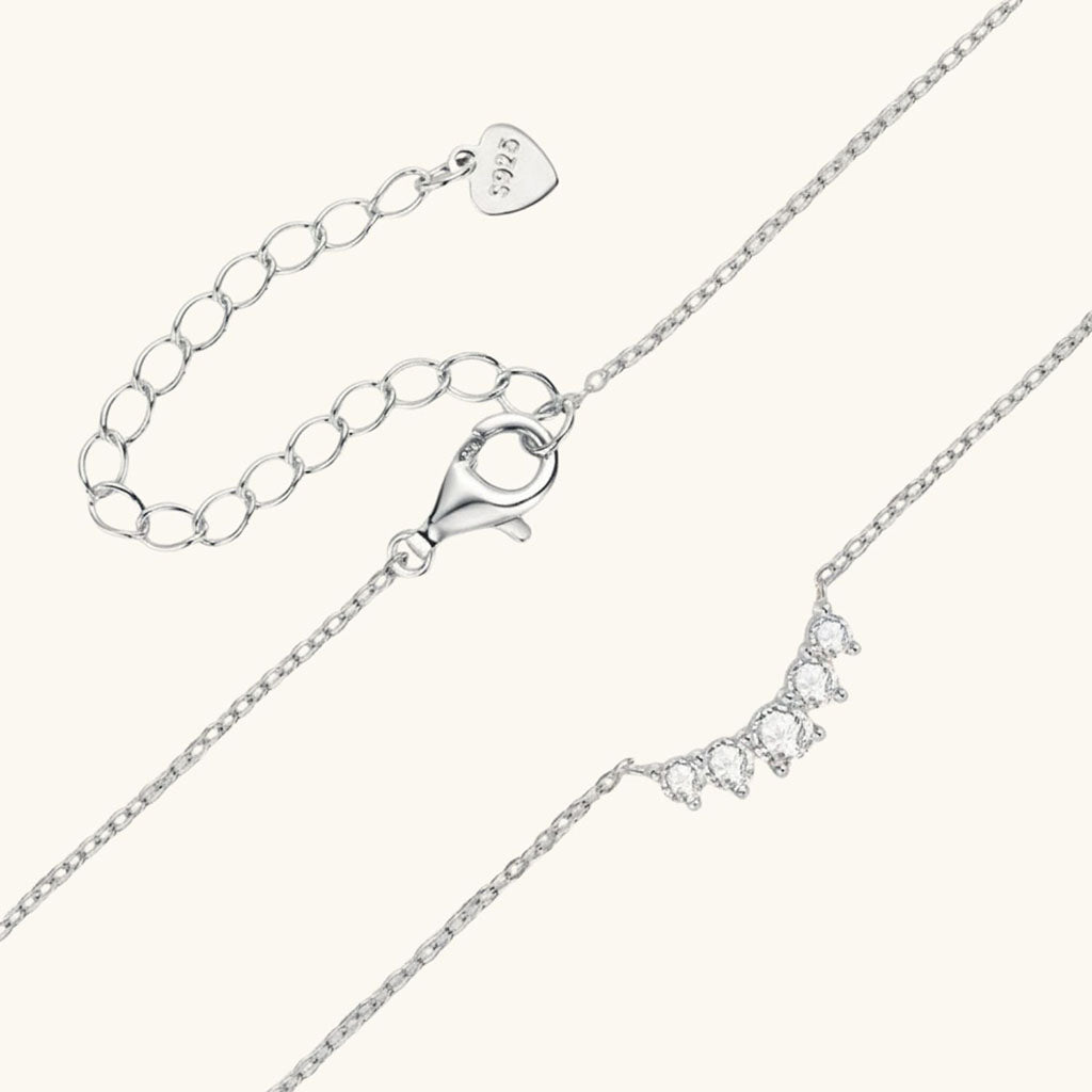 Graduated Moissanite Smile Necklace - Silver