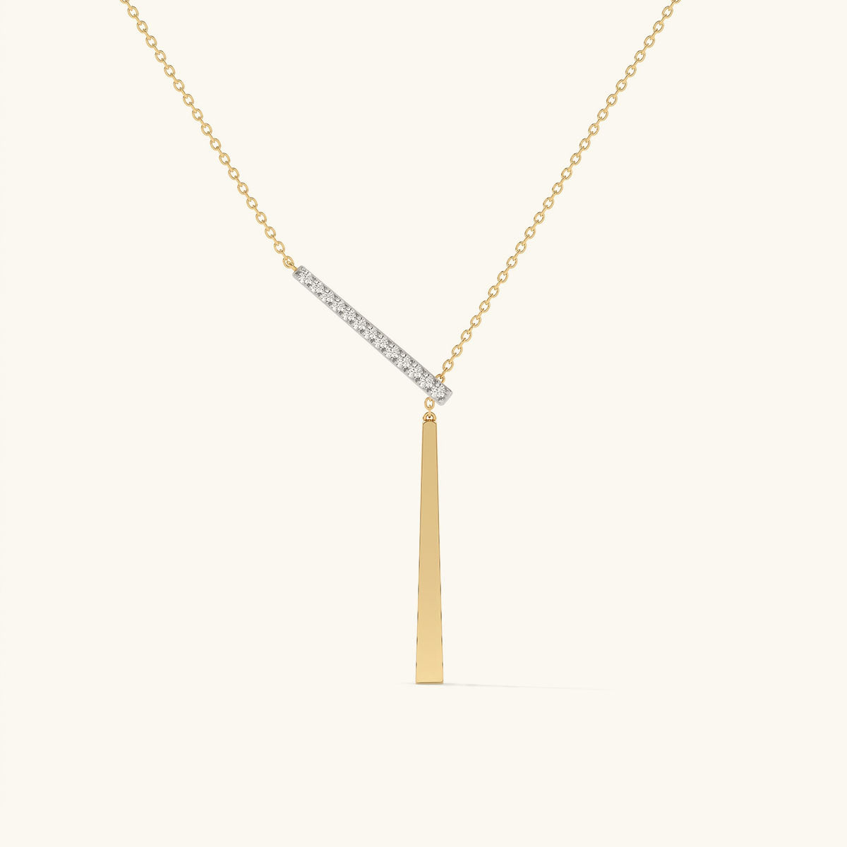 Graduated Pave Bar Lariat Necklace - Gold