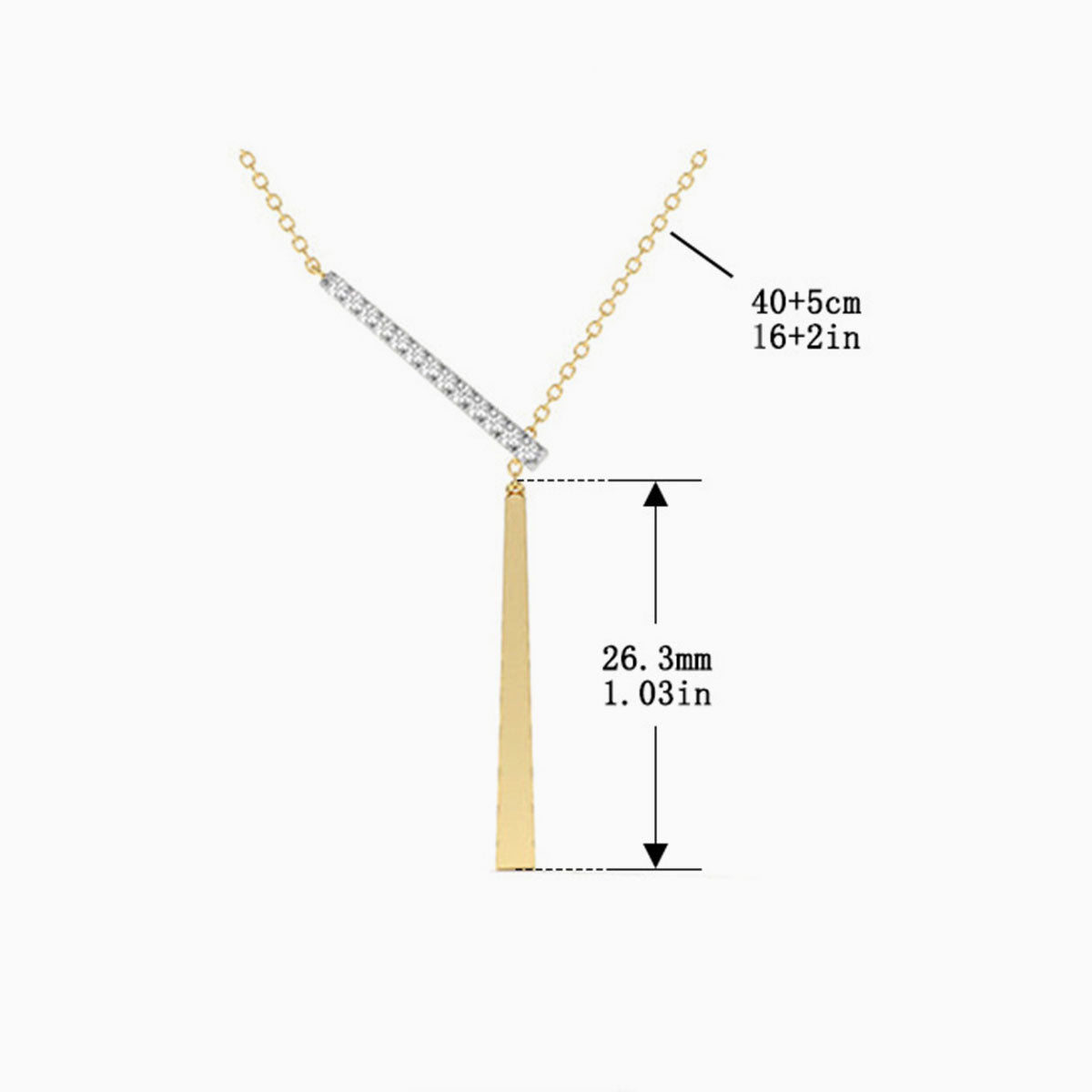 Graduated Pave Bar Lariat Necklace - Gold