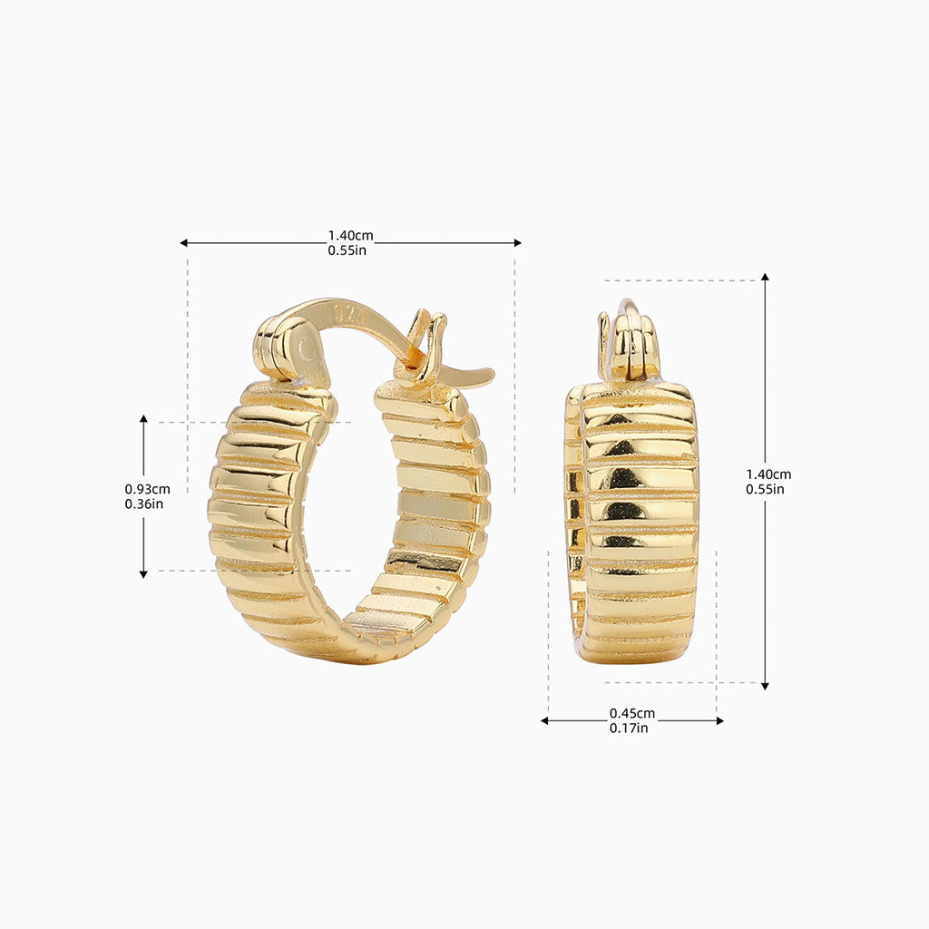 Grooved Huggie Hoop Earrings - Gold