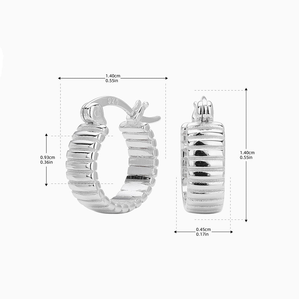 Grooved Huggie Hoop Earrings - Silver