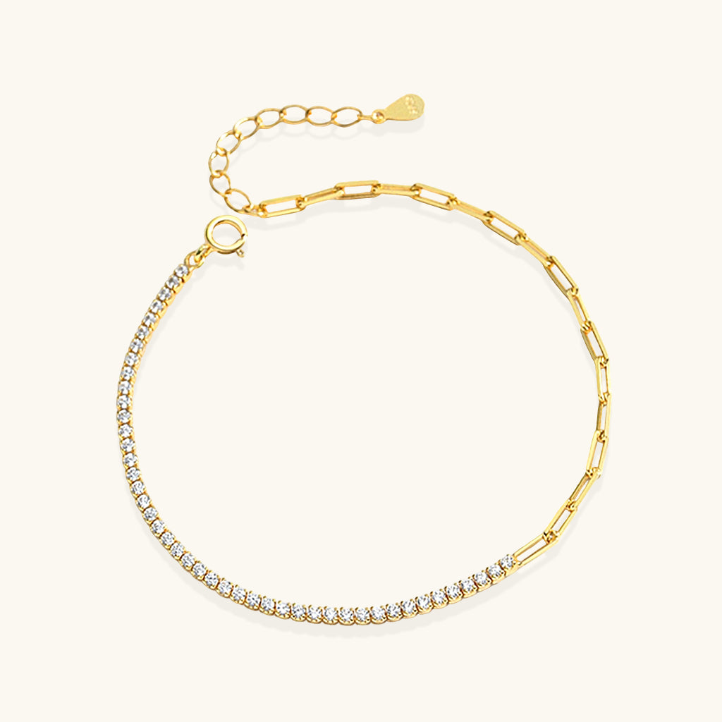 Half Paperclip Diamond Tennis Bracelet