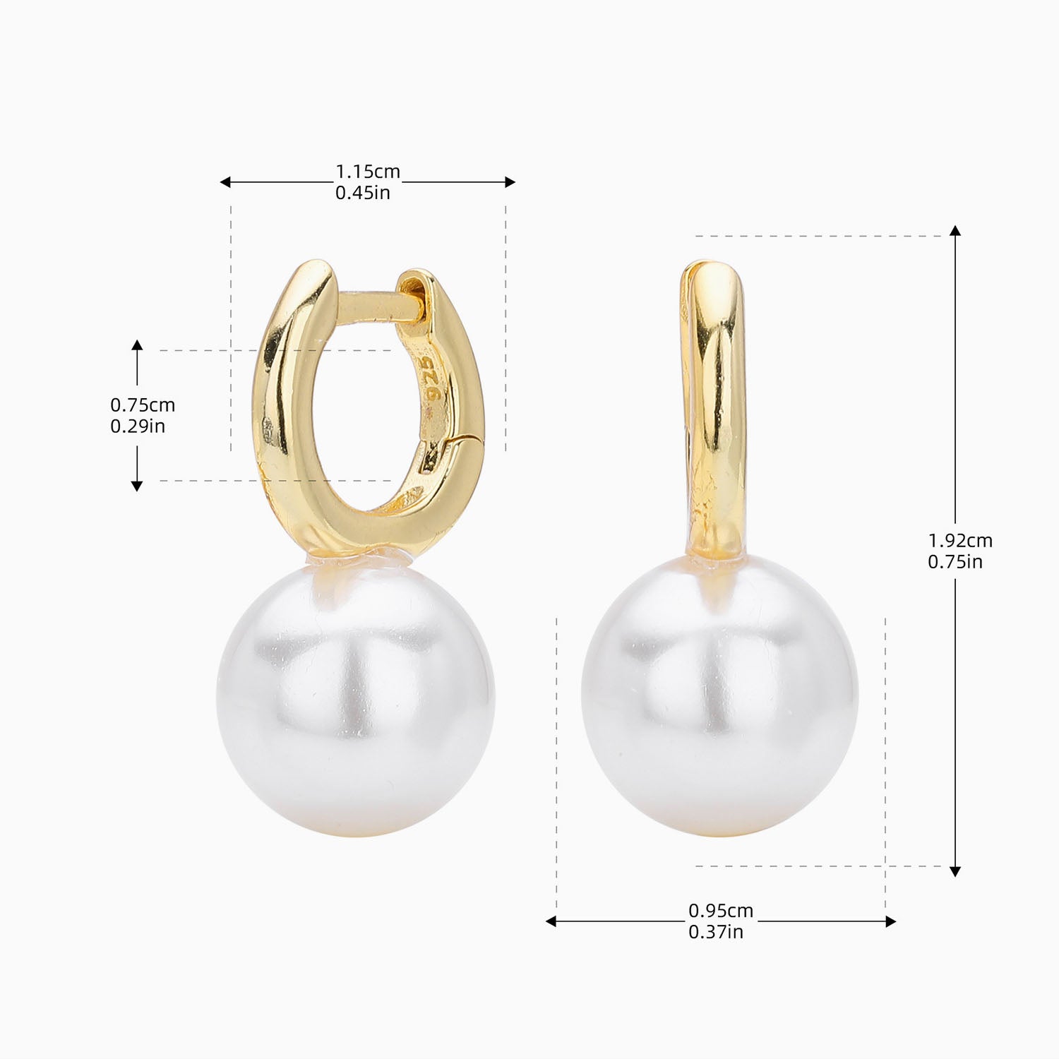 Halo Pearl Drop Huggie Hoop Earrings - Gold