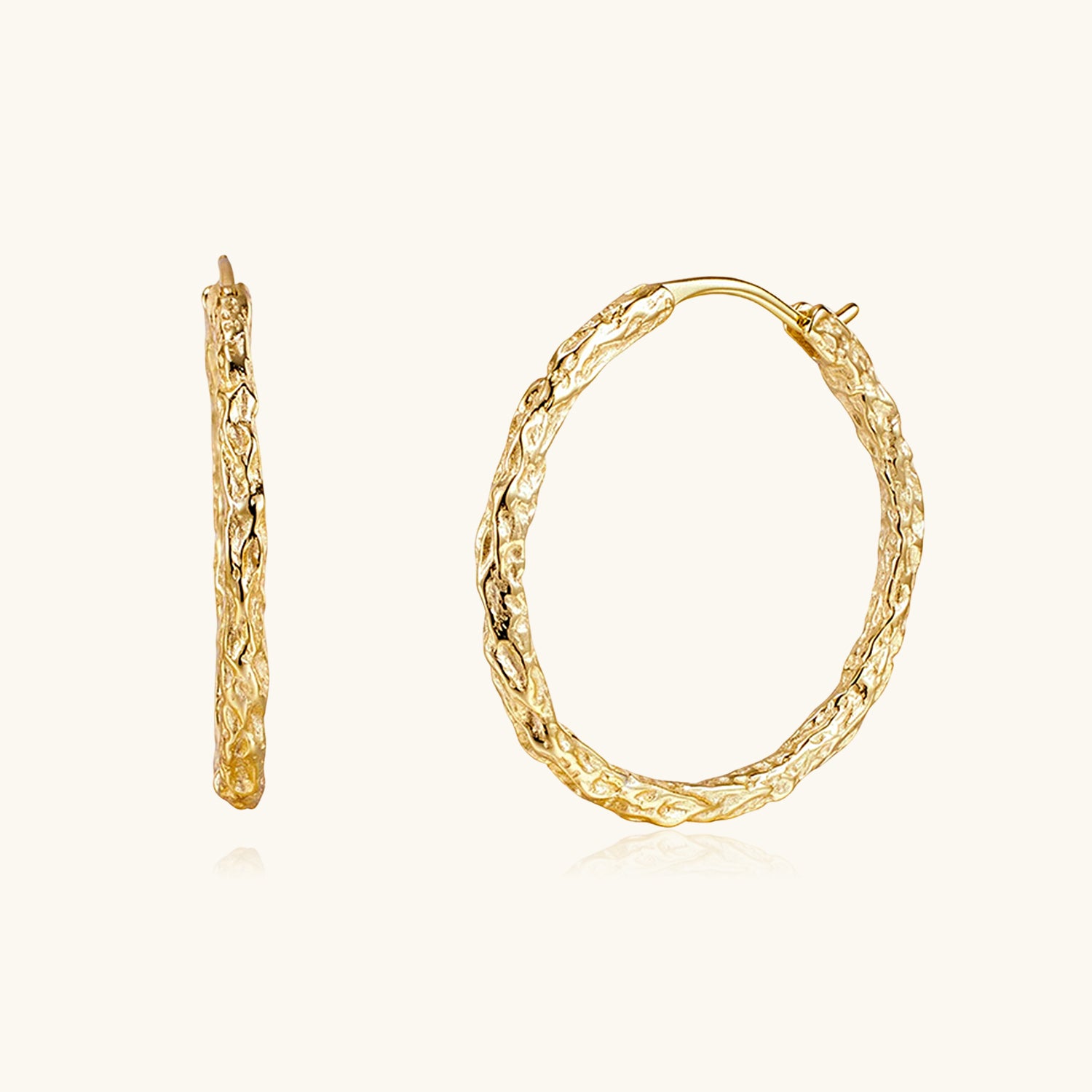 Hammered Hoop Earrings - Gold