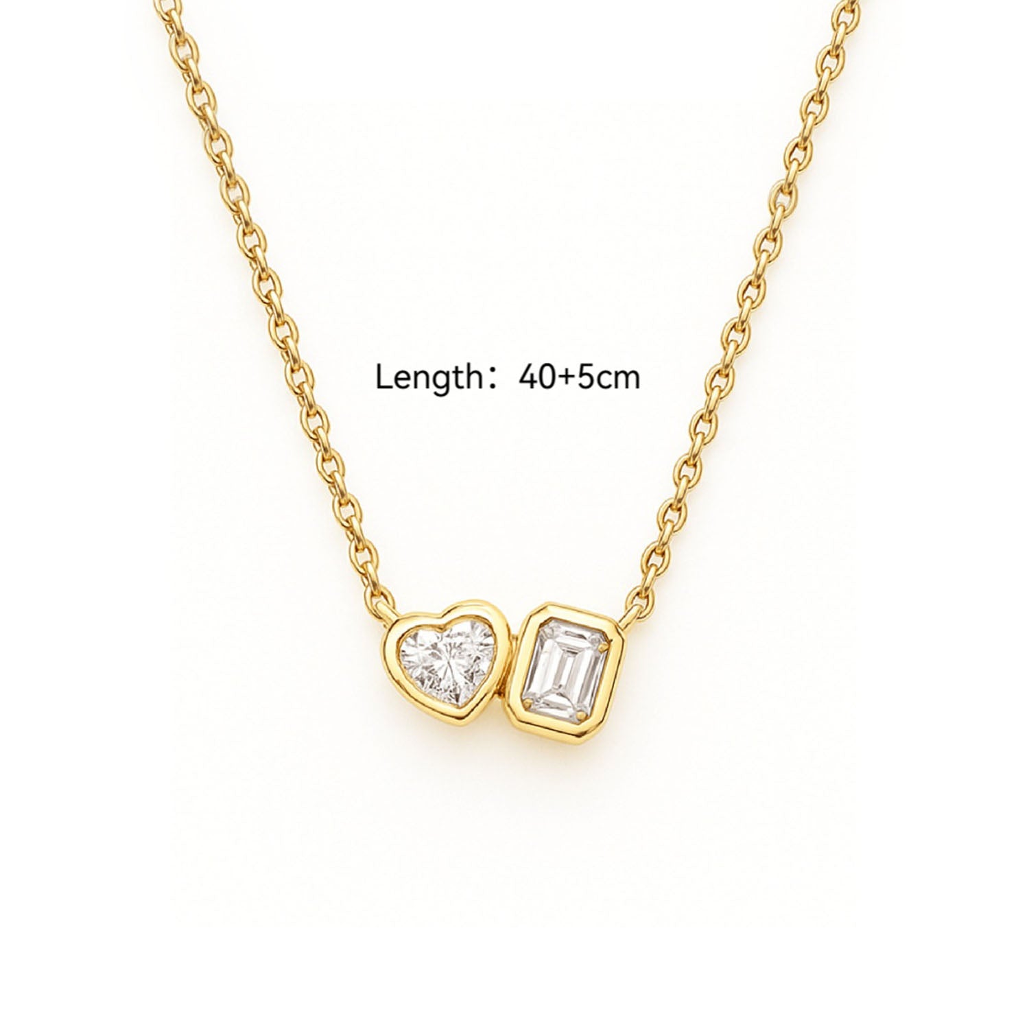 Heart and Emerald Diamond Toi Et Moi Necklace - Gold