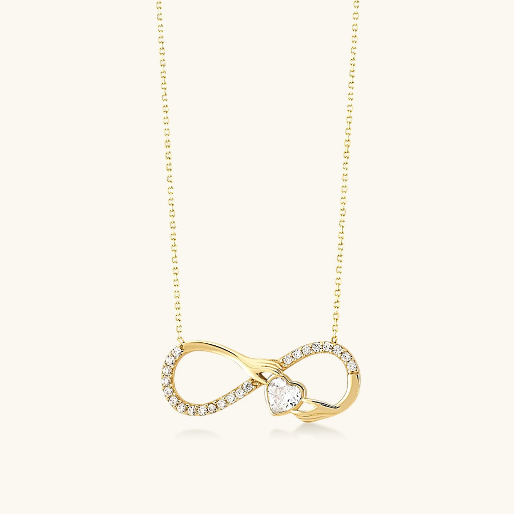 Heart Diamond Infinity Necklace - Gold