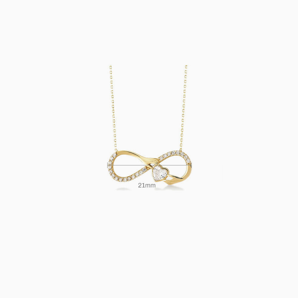 Heart Diamond Infinity Necklace - Gold