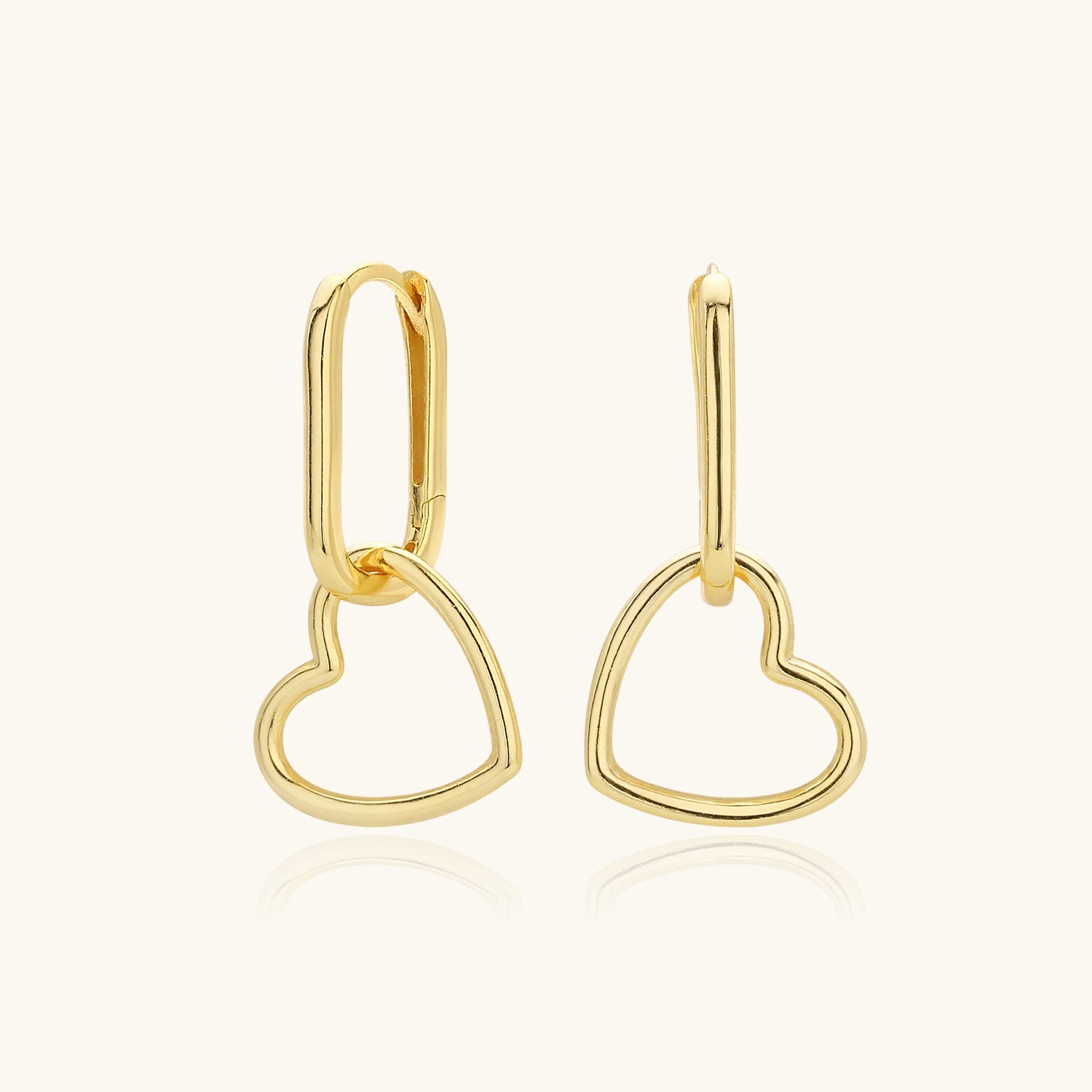 Heart Drop Huggie Hoop Earrings - Gold