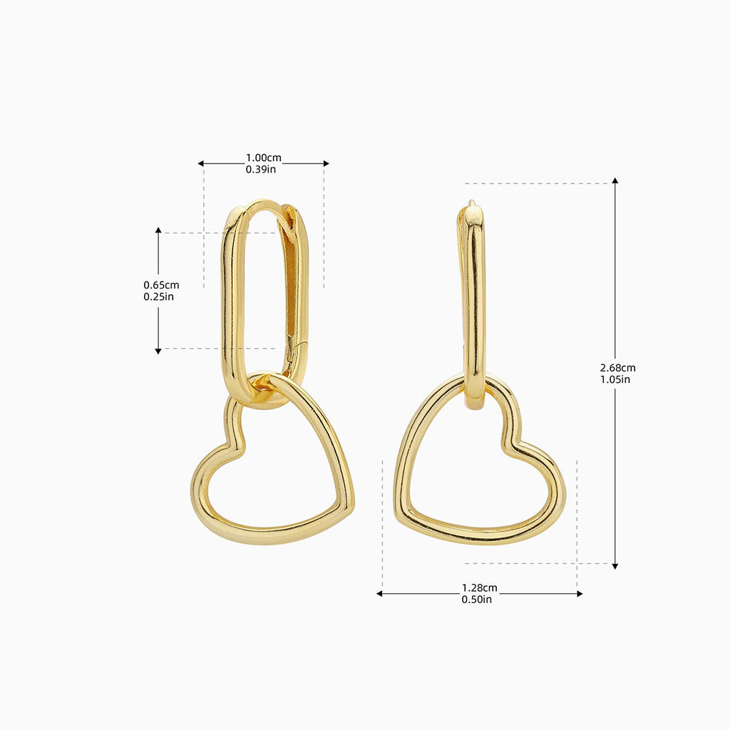 Heart Drop Huggie Hoop Earrings - Gold
