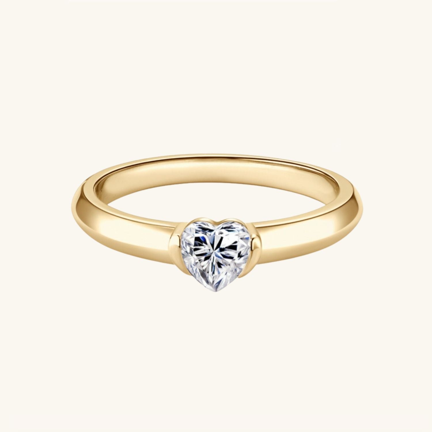 Heart Moissanite Solitaire Ring - Gold