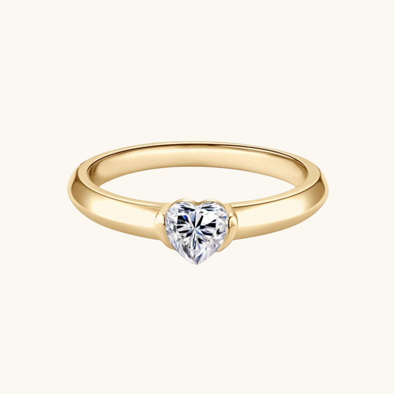 Heart Moissanite Solitaire Ring - Gold