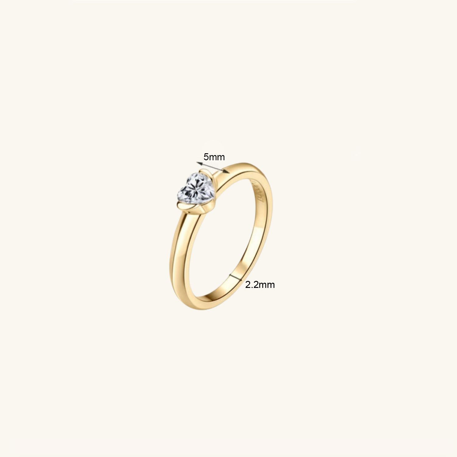 Heart Moissanite Solitaire Ring - Gold